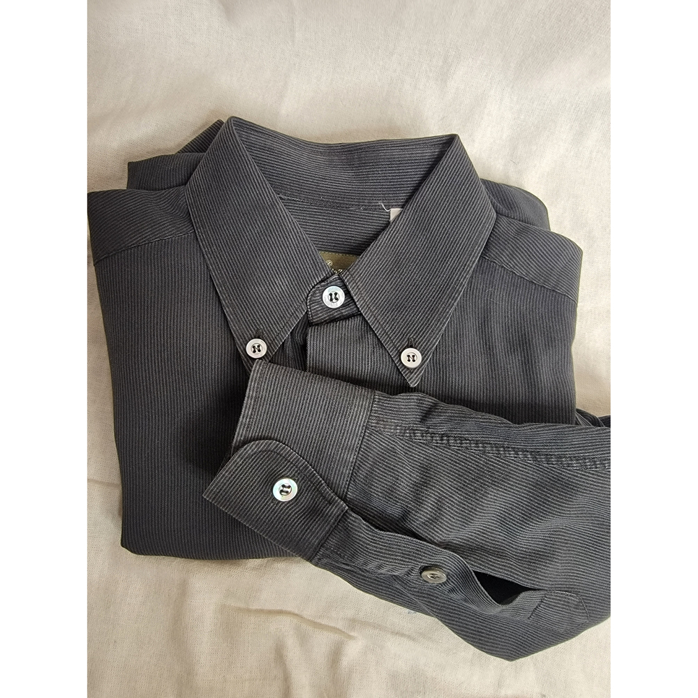 Ermenegildo Zegna Dress Shirt Cotton Black Pinstripes S